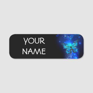 Morpho Butterfly in the Dark Background Name Tag