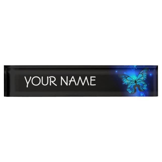 Morpho Butterfly in the Dark Background Nameplate (Front)