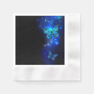 Morpho Butterfly in the Dark Background Napkin