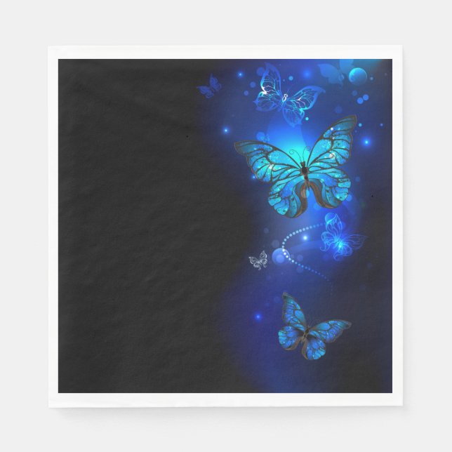 Morpho Butterfly in the Dark Background Napkin (Front)