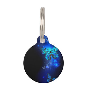 Morpho Butterfly in the Dark Background Pet Tag