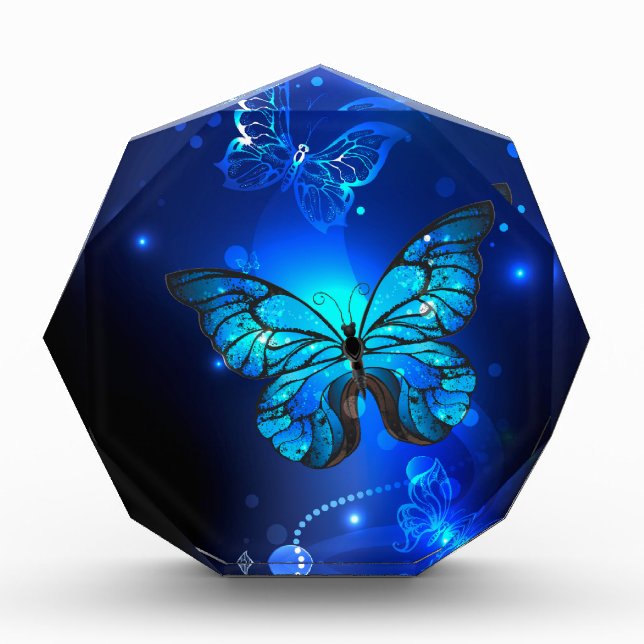 Morpho Butterfly in the Dark Background Photo Block (Front)