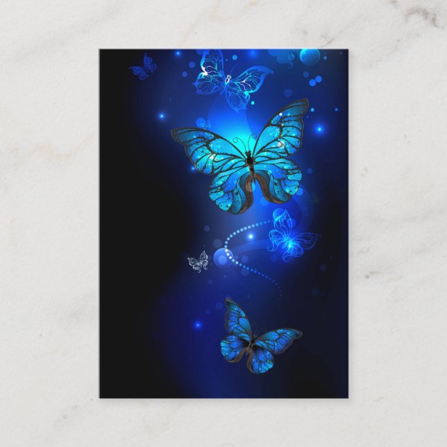 Morpho Butterfly in the Dark Background Place Card (Front)