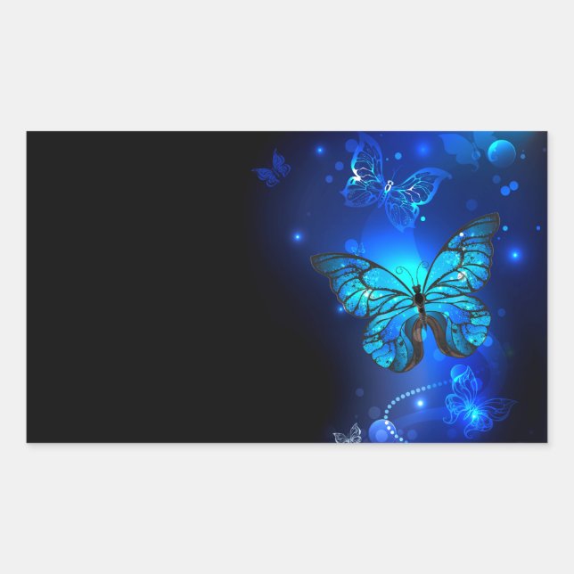 Morpho Butterfly in the Dark Background Rectangular Sticker (Front)