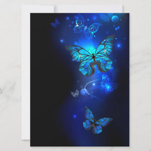 Morpho Butterfly in the Dark Background Save The Date