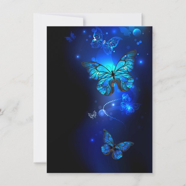 Morpho Butterfly in the Dark Background Save The Date (Front)