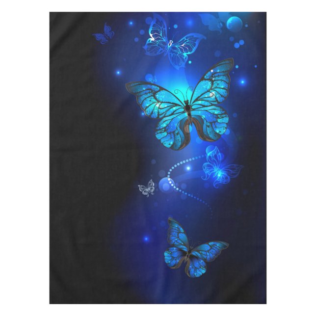 Morpho Butterfly in the Dark Background Tablecloth (Front)