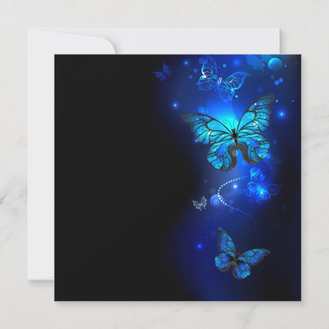 Morpho Butterfly in the Dark Background Thank You Card (Front)