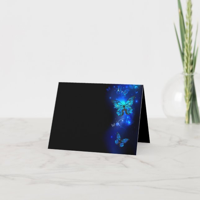Morpho Butterfly in the Dark Background Thank You Card (Front)