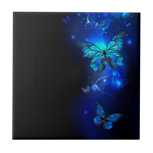 Morpho Butterfly in the Dark Background Tile (Front)