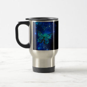 Morpho Butterfly in the Dark Background Travel Mug