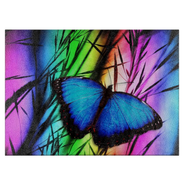 Morpho on Rainbow Cutting Board (Front)