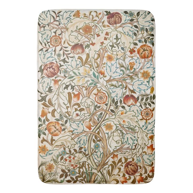  Morris Acanthus Floral Crewel Embroidery Pattern Bath Mat (Front Vertical)