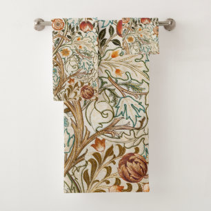  Morris Acanthus Floral Crewel Embroidery Pattern Bath Towel Set