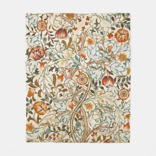 Morris Acanthus Floral Crewel Embroidery Pattern Fleece Blanket