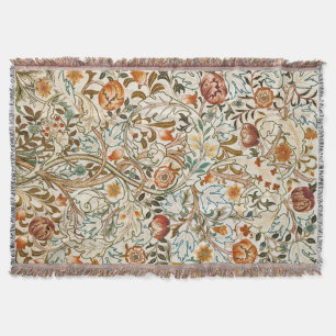Morris Acanthus Floral Crewel Embroidery Pattern Throw Blanket