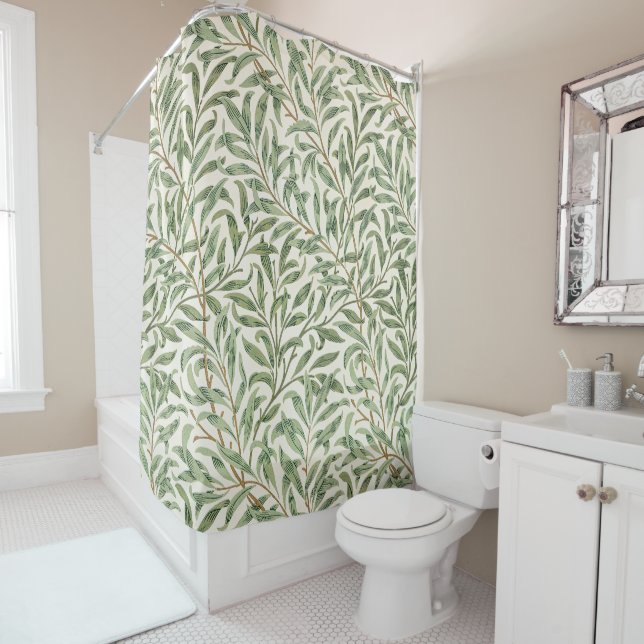 Morris - Antique willow leaves & Branches Pattern Shower Curtain (In Situ)