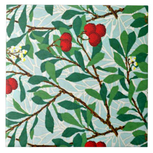 Morris - Arbatus, berry red, famous pattern Tile