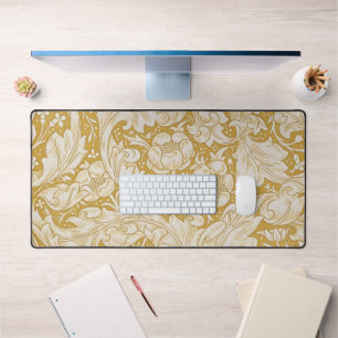 Morris Bachelor's Button Flower & Golden Stems Desk Mat