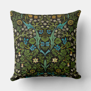 Morris Black Background Vintage Blackthorn Pattern Cushion