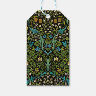 Morris Black Background Vintage Blackthorn Pattern Gift Tags
