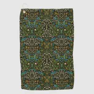 Morris Black Background Vintage Blackthorn Pattern Golf Towel