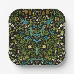 Morris Black Background Vintage Blackthorn Pattern Paper Plate