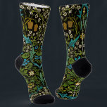 Morris Black Background Vintage Blackthorn Pattern Socks<br><div class="desc">This is a digitally enhanced version of William Morris's Blackthorn famous pattern.The small speckled texture design in the background base colour enhances the premium feel of the design. William Morris's Blackthorn is a striking example of his mastery in decorative arts and textile design. The piece is chraacterised by its intricate...</div>