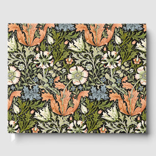 Morris BlackBackground 1896 Compton Floral Pattern Guest Book