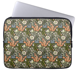Morris BlackBackground 1896 Compton Floral Pattern Laptop Sleeve