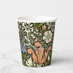 Morris BlackBackground 1896 Compton Floral Pattern Paper Cups