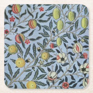 Morris Blue Background Antique Pomegrana Pattern Square Paper Coaster