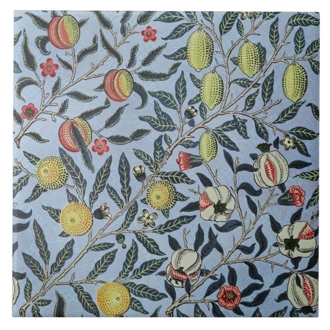Morris Blue Background Antique Pomegrana Pattern Tile (Front)