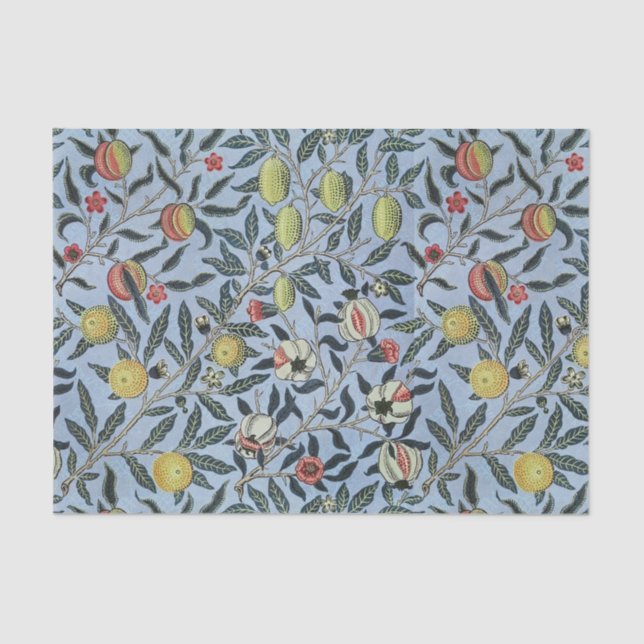 Morris Blue Background Antique Pomegrana Pattern Tissue Paper (Front)
