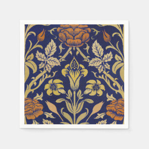 Morris Blue Background Rose & Lily Flower Pattern Napkin