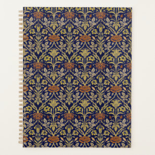 Morris Blue Background Rose & Lily Flower Pattern Planner