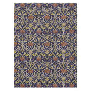 Morris Blue Background Rose & Lily Flower Pattern Tablecloth