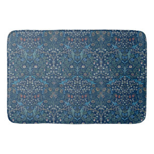 Morris Blue Background Vintage Blackthorn Pattern Bath Mat