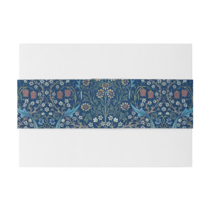 Morris Blue Background Vintage Blackthorn Pattern Invitation Belly Band