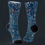 Morris Blue Background Vintage Blackthorn Pattern Socks<br><div class="desc">This is a digitally enhanced version of William Morris's Blackthorn famous pattern.The small speckled texture design in the background base colour enhances the premium feel of the design. William Morris's Blackthorn is a striking example of his mastery in decorative arts and textile design. The piece is chraacterised by its intricate...</div>