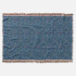 Morris Blue Background Vintage Blackthorn Pattern Throw Blanket