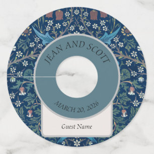 Morris Blue Background Vintage Blackthorn Pattern Wine Glass Tag