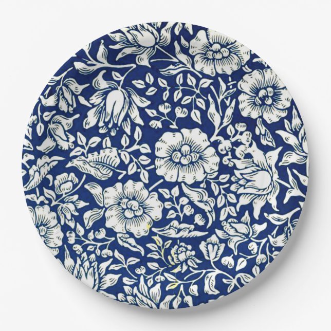 Morris - Blue Mallow, popular pattern  Paper Plate (Front)