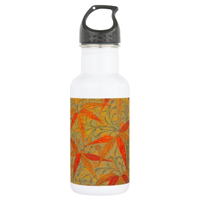 Morris & Co. Bamboo Pattern Godwin Orange & Sage 532 Ml Water Bottle (Front)