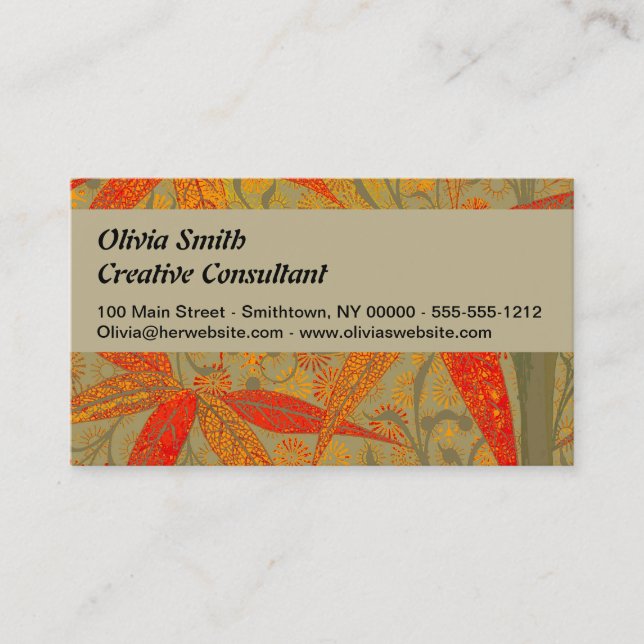 Morris & Co. Bamboo Pattern Godwin Orange & Sage Business Card (Front)