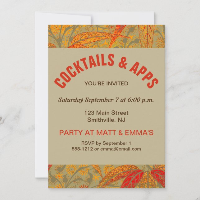 Morris & Co. Bamboo Pattern Godwin Orange & Sage Invitation (Front)