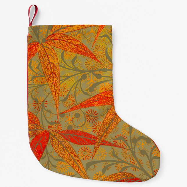 Morris & Co. Bamboo Pattern Godwin Orange & Sage Small Christmas Stocking (Front)
