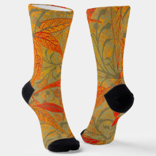 Morris & Co. Bamboo Pattern Godwin Orange & Sage Socks