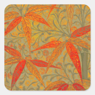 Morris & Co. Bamboo Pattern Godwin Orange & Sage Square Sticker