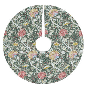 Morris Cray Vintage Blossom Floral Design Green Brushed Polyester Tree Skirt